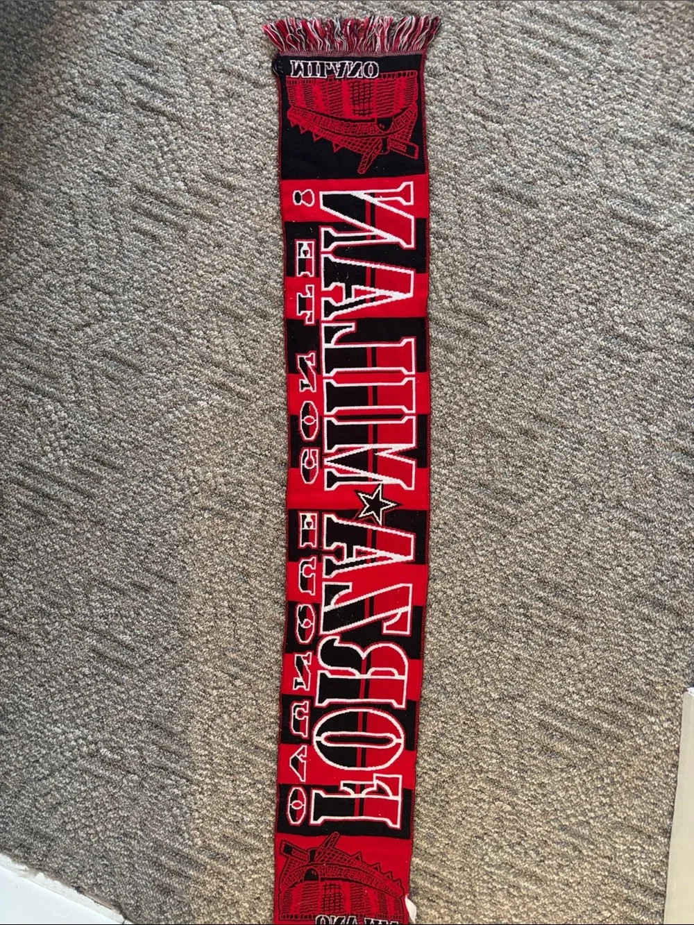 Revolution Forza Milan Wall Tapestry Scarf - Red, Black, White. Vintage 1990’s.